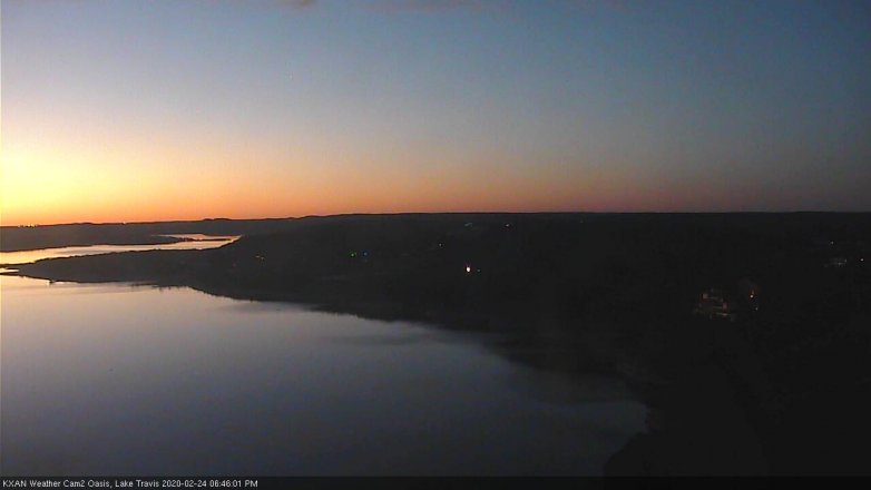 Lake Travis webcam, February 24, 2020 6:45 PM CT