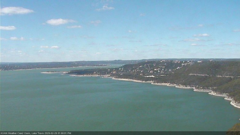 Lake Travis webcam, February 26, 2020 1:00 PM CT