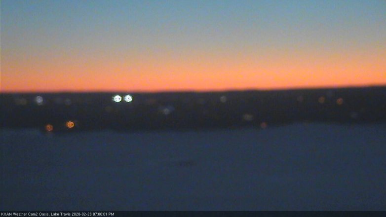 Lake Travis webcam, February 26, 2020 7:00 PM CT