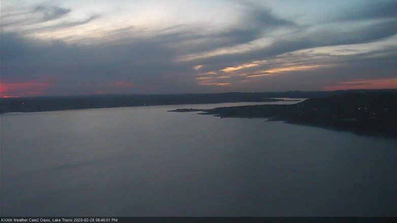 Lake Travis webcam, February 28, 2020 6:45 PM CT