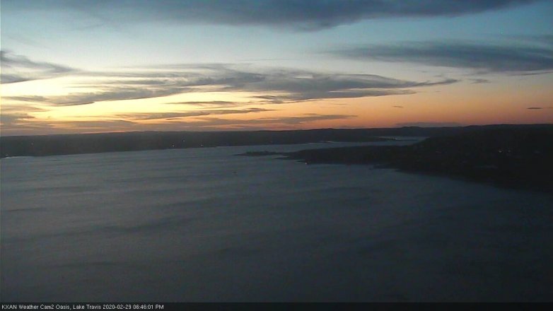 Lake Travis webcam, February 29, 2020 6:45 PM CT