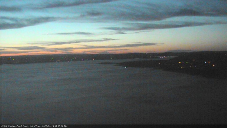 Lake Travis webcam, February 29, 2020 7:00 PM CT