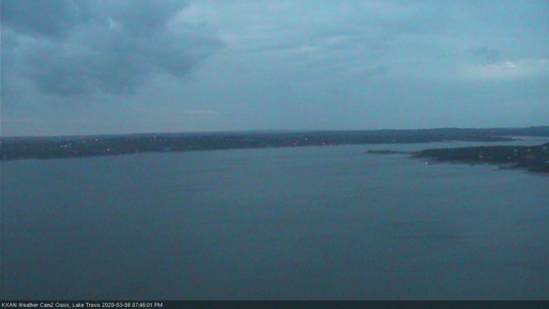 Lake Travis webcam, March 8, 2020 7:45 PM CT