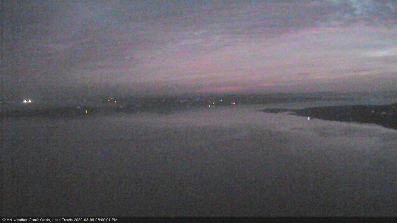 Lake Travis webcam, March 9, 2020 8:00 PM CT