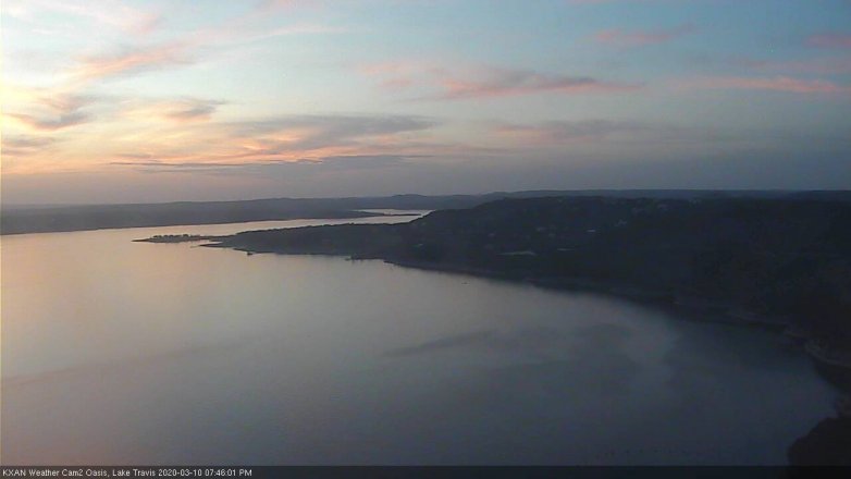 Lake Travis webcam, March 10, 2020 7:45 PM CT