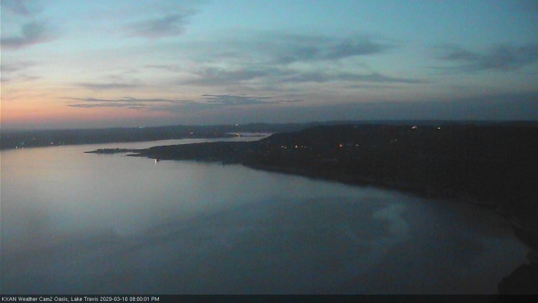 Lake Travis webcam, March 10, 2020 8:00 PM CT