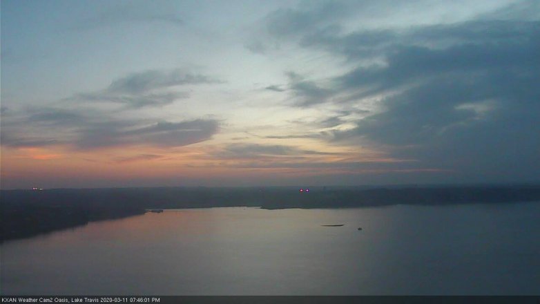 Lake Travis webcam, March 11, 2020 7:45 PM CT