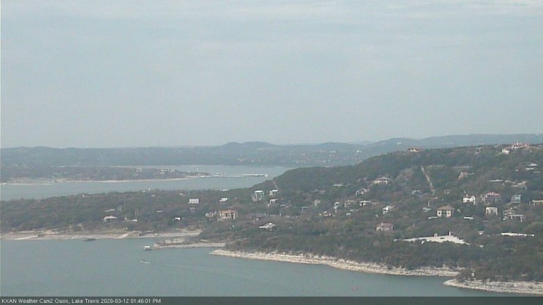 Lake Travis webcam, March 12, 2020 1:45 PM CT