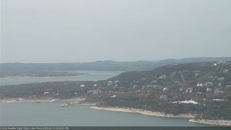 Lake Travis webcam, March 12, 2020 3:00 PM CT