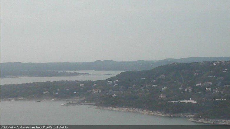 Lake Travis webcam, March 12, 2020 5:00 PM CT