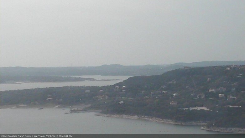 Lake Travis webcam, March 12, 2020 5:45 PM CT