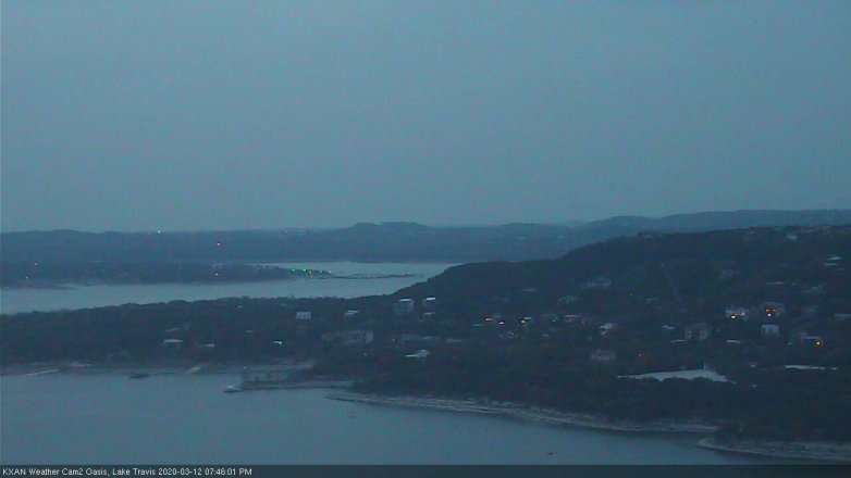 Lake Travis webcam, March 12, 2020 7:45 PM CT