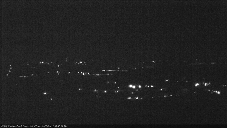 Lake Travis webcam, March 12, 2020 9:45 PM CT
