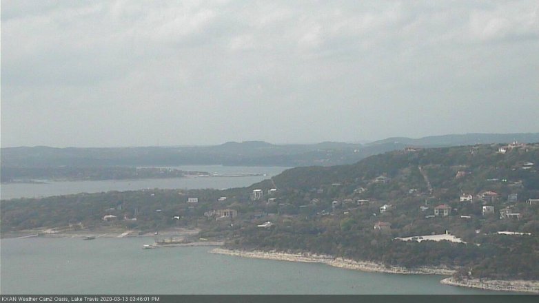 Lake Travis webcam, March 13, 2020 3:45 PM CT