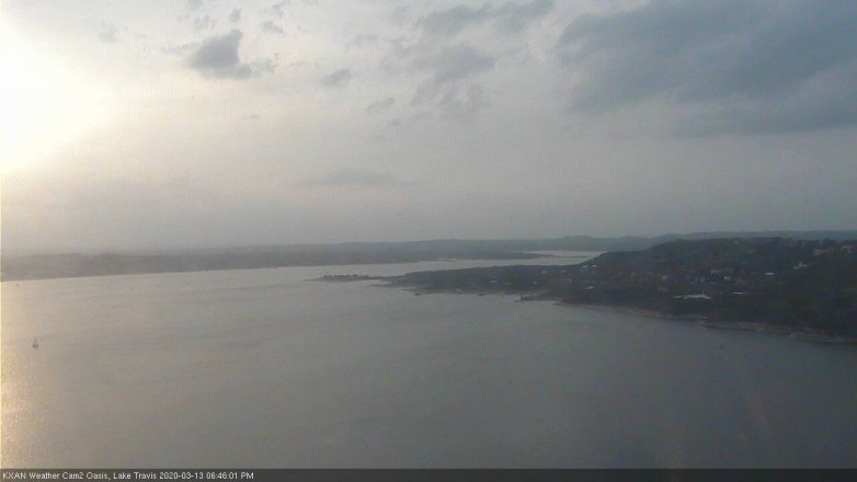 Lake Travis webcam, March 13, 2020 6:45 PM CT
