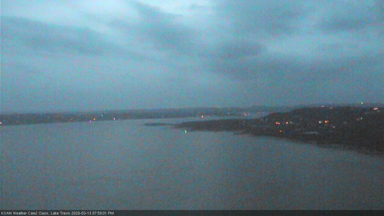 Lake Travis webcam, March 13, 2020 8:00 PM CT