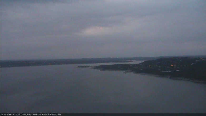 Lake Travis webcam, March 14, 2020 7:45 PM CT