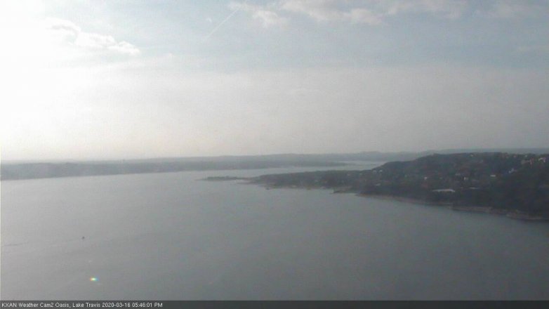 Lake Travis webcam, March 16, 2020 5:45 PM CT