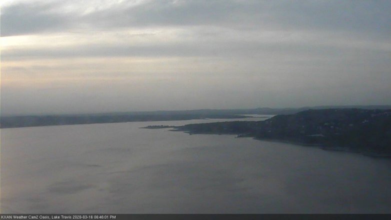 Lake Travis webcam, March 16, 2020 6:45 PM CT