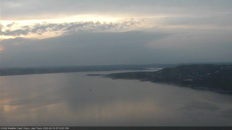 Lake Travis webcam, March 16, 2020 7:25 PM CT