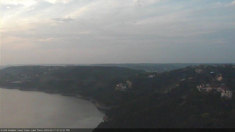 Lake Travis webcam, March 17, 2020 7:25 PM CT