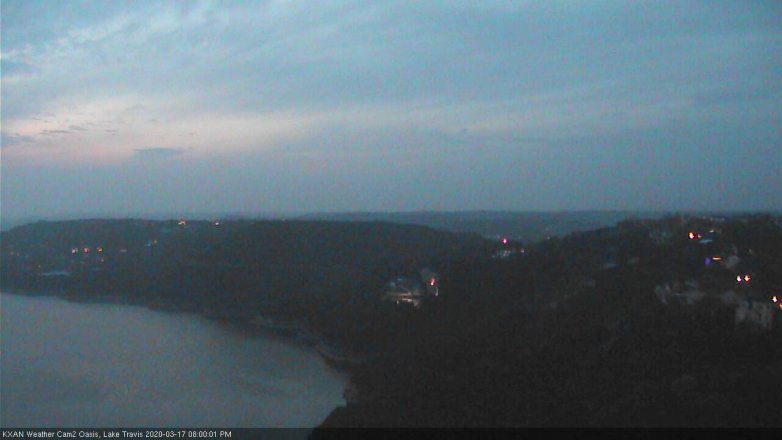 Lake Travis webcam, March 17, 2020 8:00 PM CT