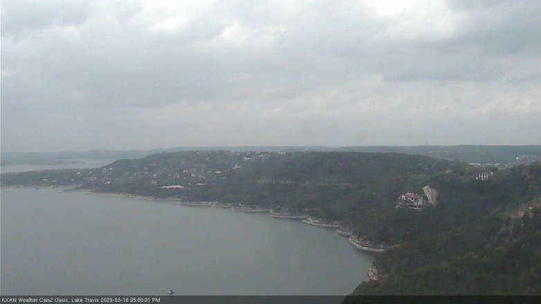 Lake Travis webcam, March 18, 2020 5:00 PM CT