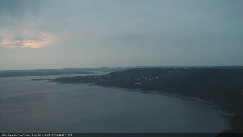 Lake Travis webcam, March 18, 2020 7:45 PM CT