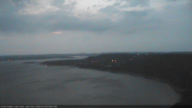 Lake Travis webcam, March 18, 2020 8:00 PM CT