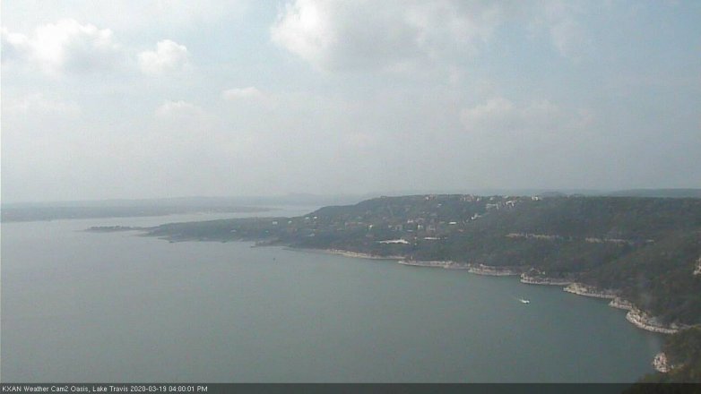 Lake Travis webcam, March 19, 2020 4:00 PM CT