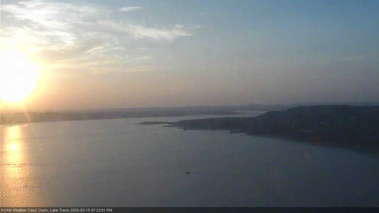 Lake Travis webcam, March 19, 2020 7:25 PM CT