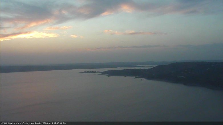 Lake Travis webcam, March 19, 2020 7:45 PM CT