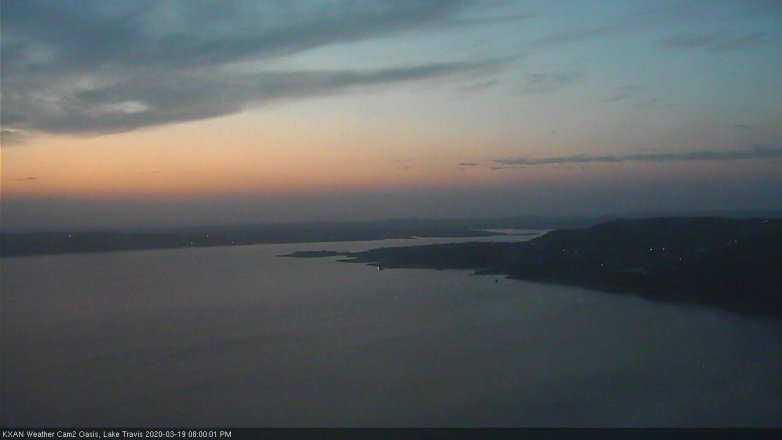Lake Travis webcam, March 19, 2020 8:00 PM CT