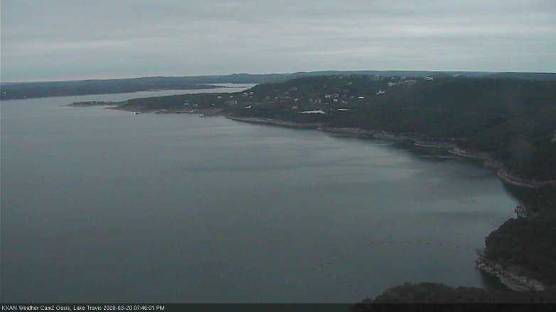 Lake Travis webcam, March 20, 2020 7:45 PM CT