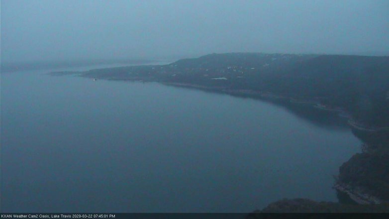 Lake Travis webcam, March 22, 2020 7:45 PM CT
