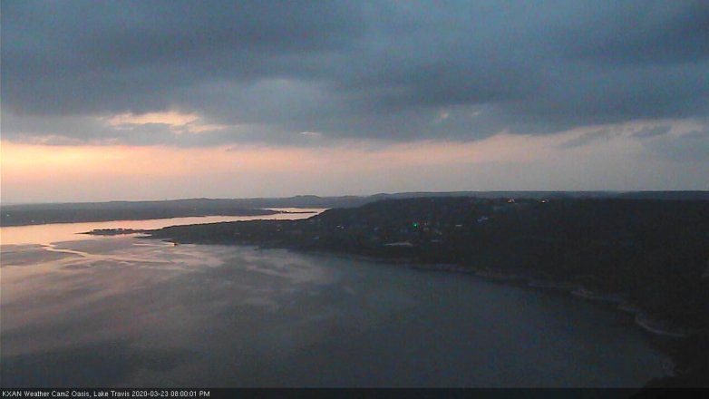 Lake Travis webcam, March 23, 2020 8:00 PM CT