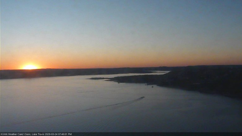 Lake Travis webcam, March 24, 2020 7:45 PM CT