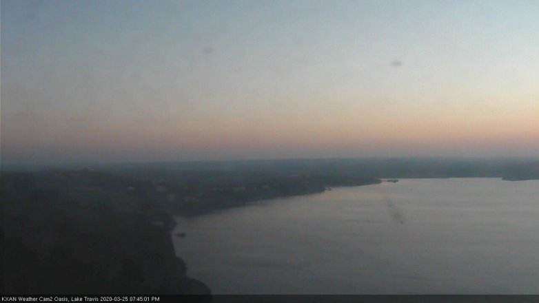 Lake Travis webcam, March 25, 2020 7:45 PM CT