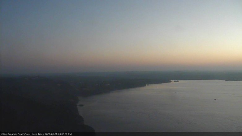 Lake Travis webcam, March 25, 2020 8:00 PM CT