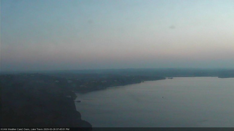 Lake Travis webcam, March 26, 2020 7:45 PM CT