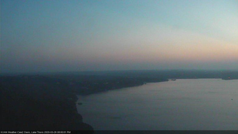 Lake Travis webcam, March 26, 2020 8:00 PM CT