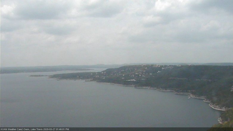 Lake Travis webcam, March 27, 2020 1:45 PM CT