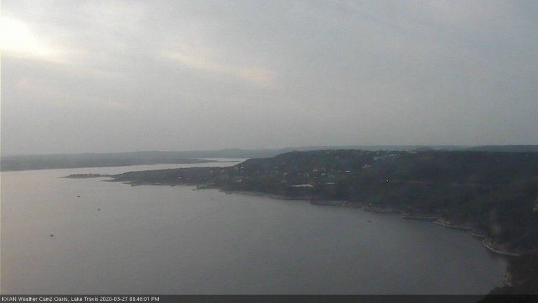 Lake Travis webcam, March 27, 2020 6:45 PM CT