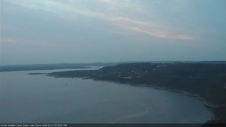 Lake Travis webcam, March 27, 2020 7:45 PM CT