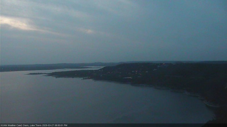 Lake Travis webcam, March 27, 2020 8:00 PM CT