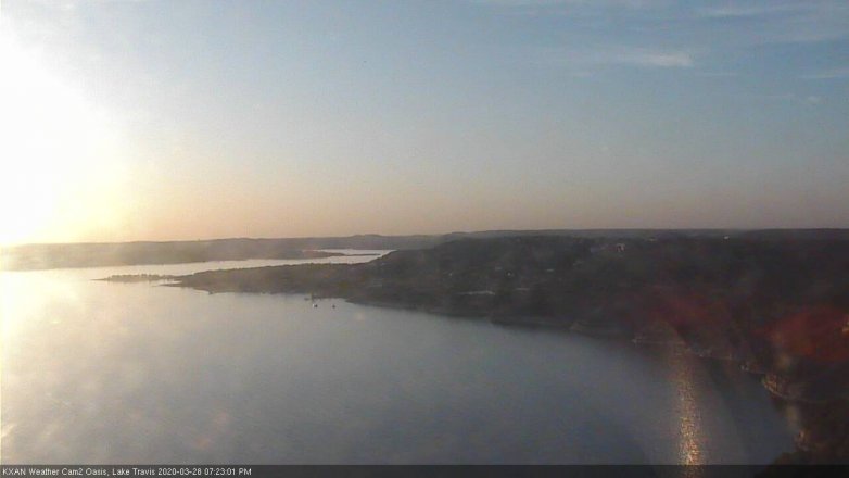 Lake Travis webcam, March 28, 2020 7:25 PM CT