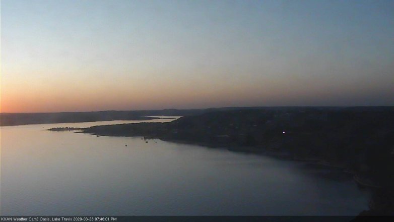 Lake Travis webcam, March 28, 2020 7:45 PM CT