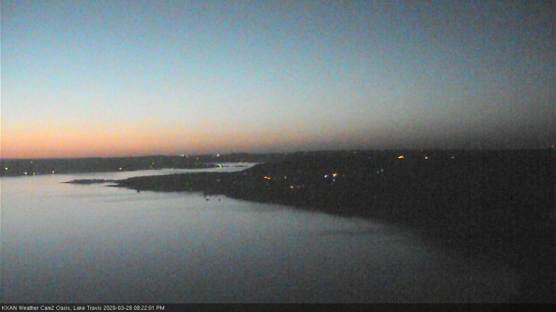 Lake Travis webcam, March 28, 2020 8:25 PM CT