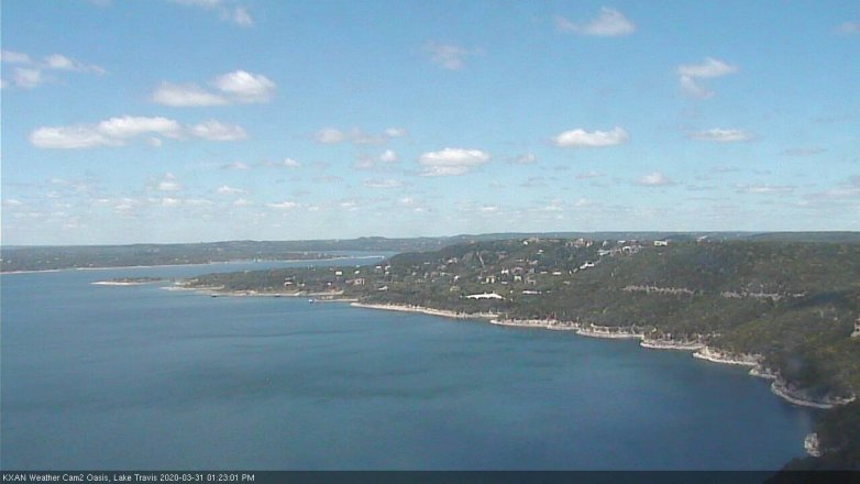 Lake Travis webcam, March 31, 2020 1:25 PM CT