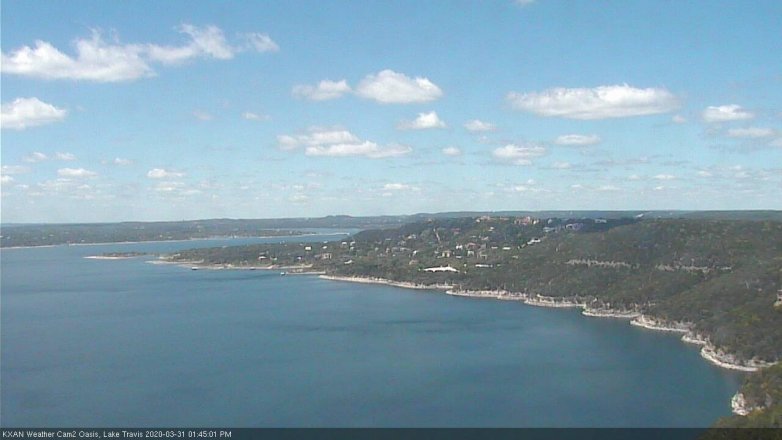 Lake Travis webcam, March 31, 2020 1:45 PM CT
